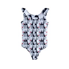 Cartoon Style Asian Woman Portrait Collage Pattern Kids  Frill Swimsuit by dflcprintsclothing