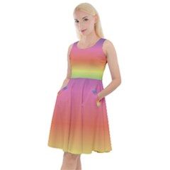 Rainbow Shades Knee Length Skater Dress With Pockets by designsbymallika
