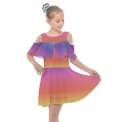 Rainbow Shades Kids  Shoulder Cutout Chiffon Dress by designsbymallika