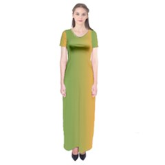 Green Orange Shades Short Sleeve Maxi Dress by designsbymallika