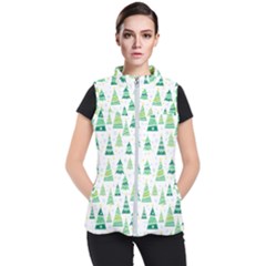 Christmas Tree Pattern Women s Puffer Vest by designsbymallika