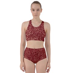 Burgundy Red Confetti Pattern Abstract Art Racer Back Bikini Set by yoursparklingshop