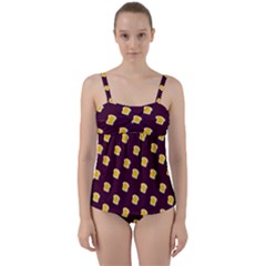 I Love Bread Twist Front Tankini Set by designsbymallika