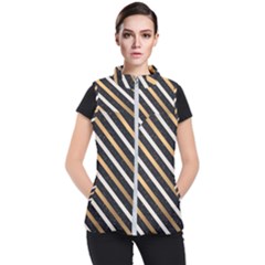 Metallic Stripes Pattern Women s Puffer Vest by designsbymallika