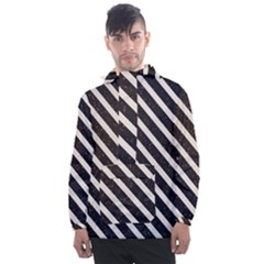 Silver Stripes Pattern Men s Front Pocket Pullover Windbreaker by designsbymallika