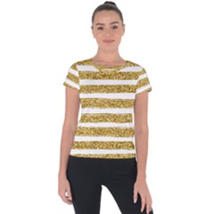 Golden Stripes Short Sleeve Sports Top  by designsbymallika