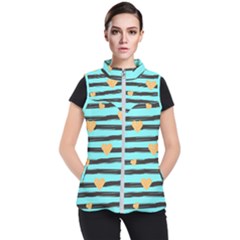 Stripes Heart Pattern Women s Puffer Vest by designsbymallika