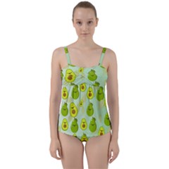 Avocado Love Twist Front Tankini Set by designsbymallika