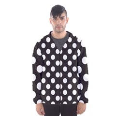 Black With White Polka Dots Men s Hooded Windbreaker by mccallacoulture