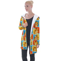 Cute Tiger Pattern Longline Hooded Cardigan by designsbymallika