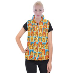 Cute Tiger Pattern Women s Button Up Vest by designsbymallika