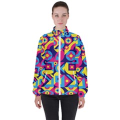 Doodle Pattern Women s High Neck Windbreaker by designsbymallika