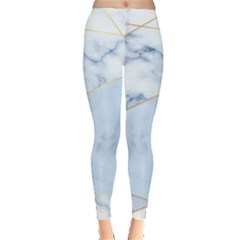 Blue Marble Print Leggings  by designsbymallika