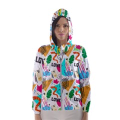 Doodle Pattern Women s Hooded Windbreaker by designsbymallika