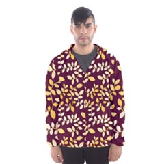 Golden Leaf Pattern Men s Hooded Windbreaker by designsbymallika