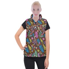 Tropical Print  Women s Button Up Vest by designsbymallika