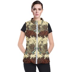 Wonderful Deer With Leaves And Hearts Women s Puffer Vest by FantasyWorld7