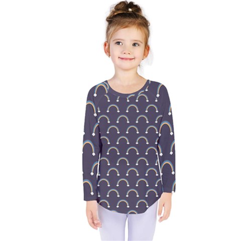 Pattern Arc En Ciel/nuages Kids  Long Sleeve Tee by kcreatif