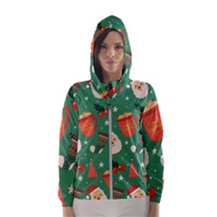 Colorful Funny Christmas Pattern Women s Hooded Windbreaker