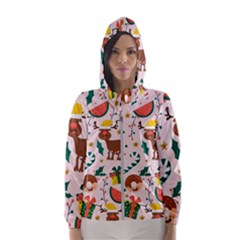 Colorful Funny Christmas Pattern Women s Hooded Windbreaker