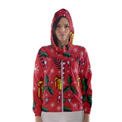 Colorful Funny Christmas Pattern Women s Hooded Windbreaker