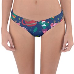 Funny Animal Christmas Pattern Reversible Hipster Bikini Bottoms