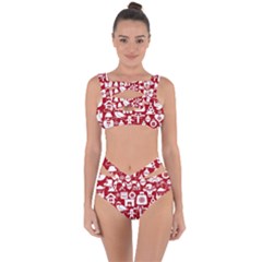 Christmas Seamless Pattern Icons Bandaged Up Bikini Set 