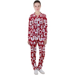 Christmas Seamless Pattern Icons Casual Jacket And Pants Set