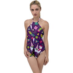 Colorful Funny Christmas Pattern Go With The Flow One Piece Swimsuit by Vaneshart