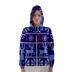 Knitted Christmas Pattern Women s Hooded Windbreaker