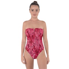 Background Abstract Surface Red Tie Back One Piece Swimsuit by HermanTelo