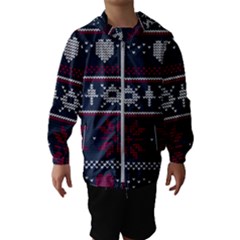 Beautiful Knitted Christmas Pattern Kids  Hooded Windbreaker