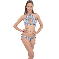 Animal Seamless Pattern Cross Front Halter Bikini Set by Vaneshart