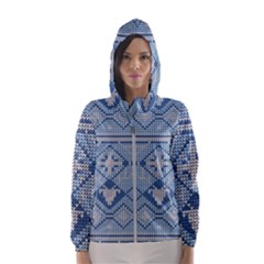 Beautiful Knitted Christmas Pattern Women s Hooded Windbreaker