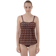 Chrix Pat Russet Twist Front Tankini Set