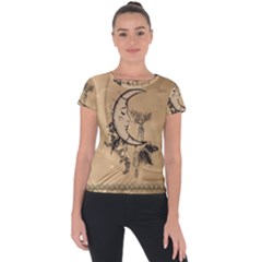 Deer On A Mooon Short Sleeve Sports Top  by FantasyWorld7