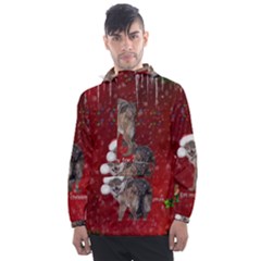 I m Ready For Christmas, Funny Wolf Men s Front Pocket Pullover Windbreaker by FantasyWorld7
