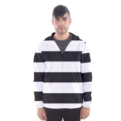 Black And White Large Stripes Goth Mime French Style Men s Hooded Windbreaker by genx