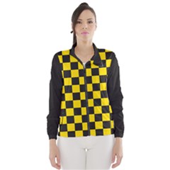 Checkerboard Pattern Black And Yellow Ancap Libertarian Women s Windbreaker by snek