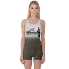 Banksy Graffiti Original Quote Follow Your Dreams Cancelled Cynical With Painter One Piece Boyleg Swimsuit by snek