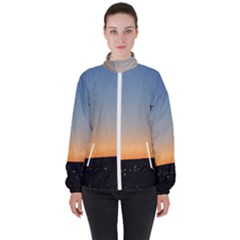 Photo Coucher Du Soleil Bleu/orange Women s High Neck Windbreaker by kcreatif