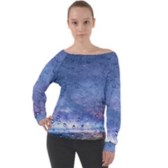 Gouttes D eau Galaxy Off Shoulder Long Sleeve Velour Top by kcreatif