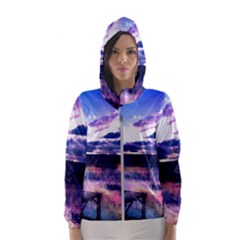 Photo Coucher Du Soleil Effet Galaxy Women s Hooded Windbreaker by kcreatif