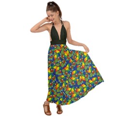 Clown World Pepe The Frog Honkhonk Meme Kekistan Funny Pattern Blue  Backless Maxi Beach Dress by snek