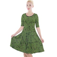 Groyper Pepe The Frog Original Meme Funny Kekistan Green Pattern Quarter Sleeve A-line Dress by snek