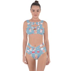 Cute French Bulldog Puppy Dog Christmas Costume Seamless Pattern Bandaged Up Bikini Set 