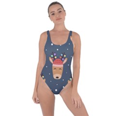 Cute Deer Heads Seamless Pattern Christmas Bring Sexy Back Swimsuit by Vaneshart