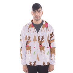 Christmas Seamless Pattern With Reindeer Men s Hooded Windbreaker