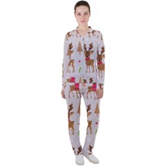 Christmas Seamless Pattern With Reindeer Casual Jacket And Pants Set by Vaneshart