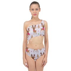 Christmas Seamless Pattern With Reindeer Spliced Up Two Piece Swimsuit by Vaneshart